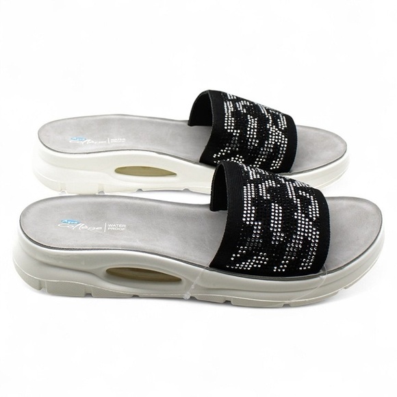 NWT NIB Aqua Collage Stylish Black w rhinestones Slide Sandals Womens Sz 6 - Picture 12 of 14
